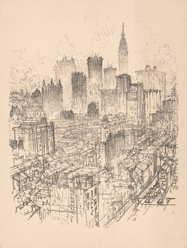 Gratte-ciels depuis Gladstone (1912), par Joseph Pennell