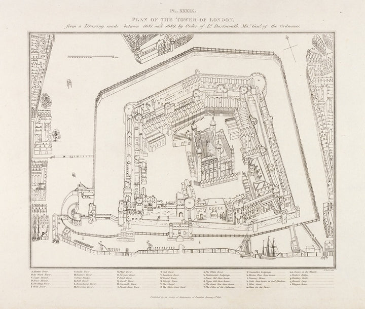 Plan de la Tour de Londres (1815), par James Basire