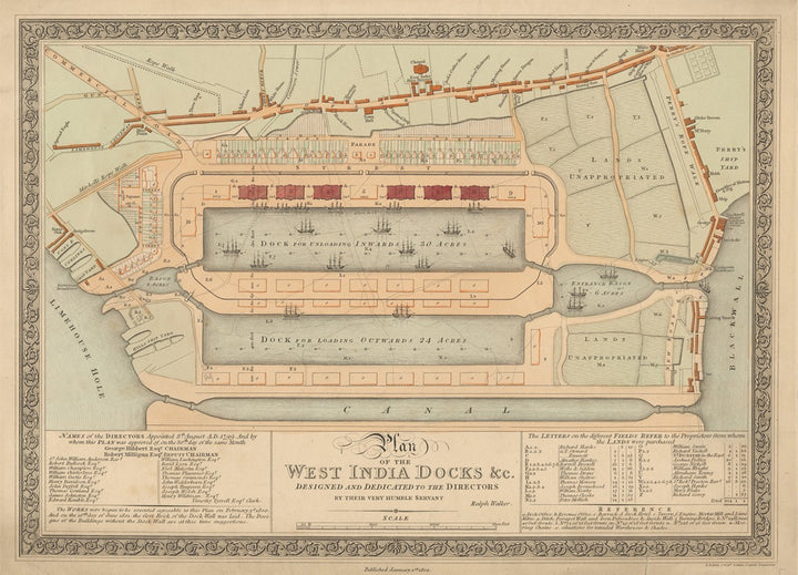 Plan des West India Docks (1802), par Ralph Walker