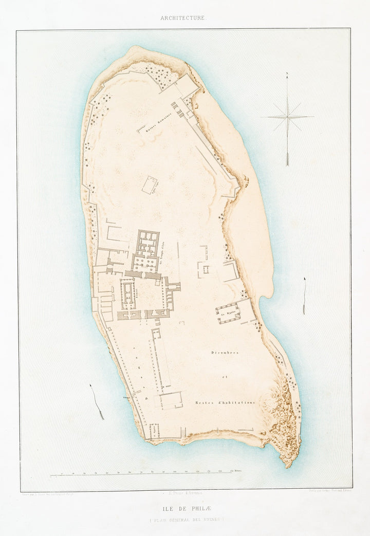 Plan des Ruines, Ile de Philae (1878), par Émile Prisse d'Avennes