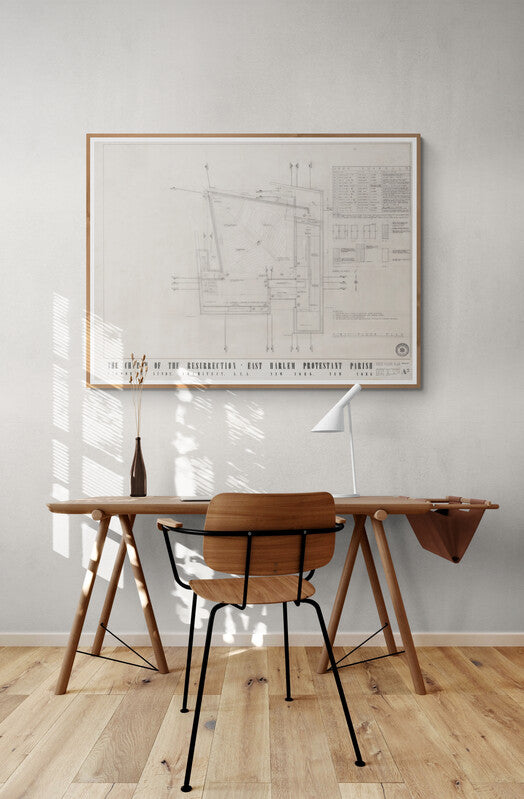 Plan de l'Eglise de la Résurrection, Harlem (1962), par Victor Alfred Lundy